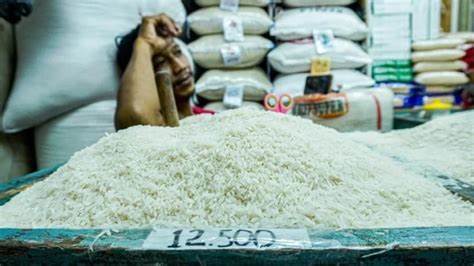 Pedagang beras di Pasar Tradisional Jakarta menghadapi kenaikan harga akibat lonjakan harga pangan nasional