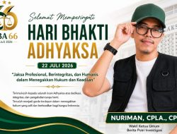 Nuriman Sampaikan Harapan di Hari Bhakti Adhyaksa ke 66: Tegakkan Hukum Secara Adil dan Transparan