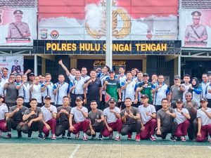 Sinergitas Tanpa Batas, Polri-TNI Olahraga Bersama Sambut Hari Bhayangkara ke-77