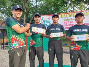 Kodim 1002/HST Gelar Olahraga Bersama Sambut HUT Ke-65 Kodam VI/Mulawarman