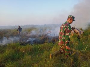 Personel Gabungan Padamkan Kebakaran Lahan Gambut Di Mahang Baru