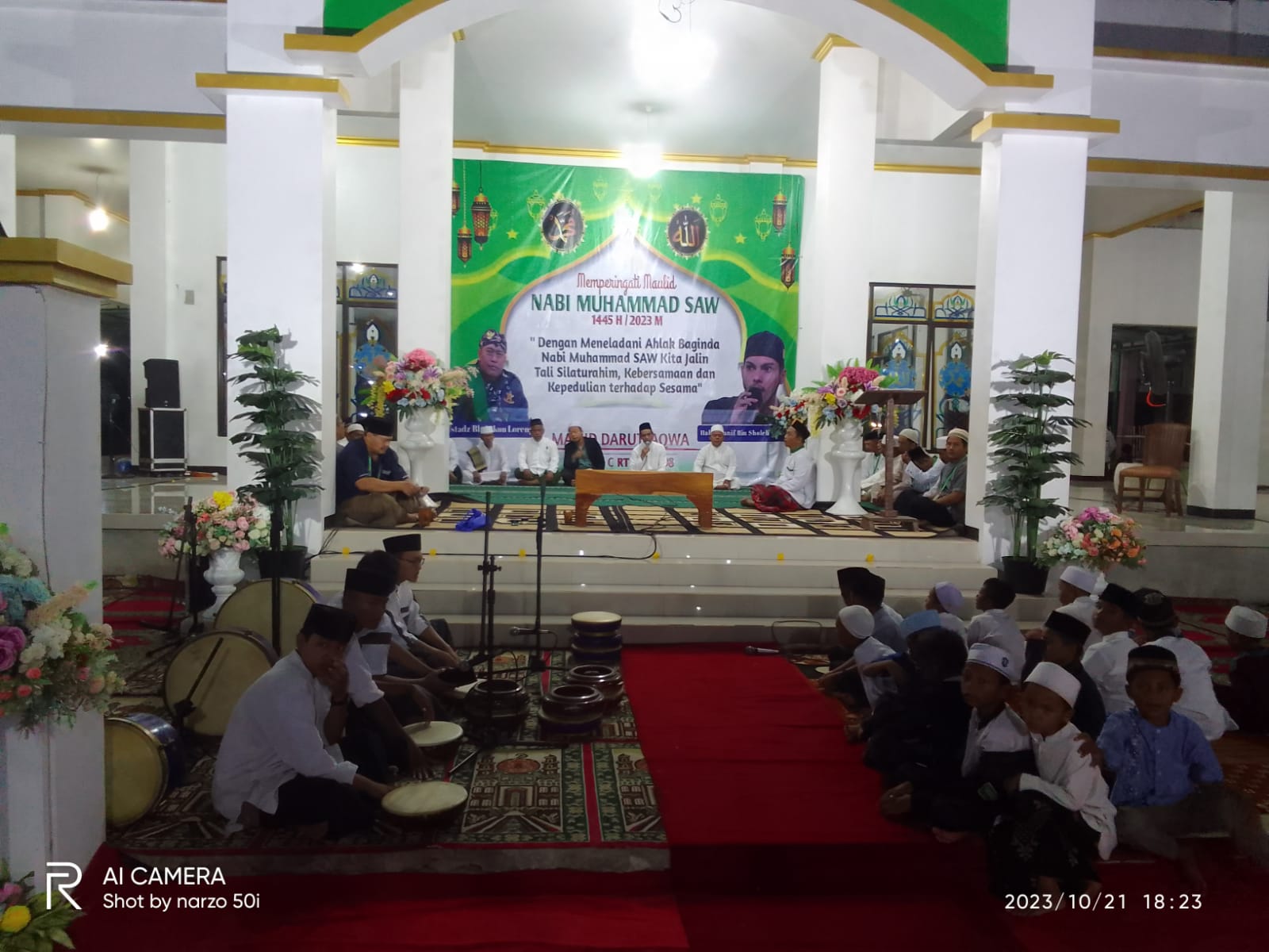 Foto:(Istimewa) Memperingati Maulid Nabi Muhammad Saw 1446 H/2023 Masjid Daruttaaqwa Pondok AFI 2 Babelan